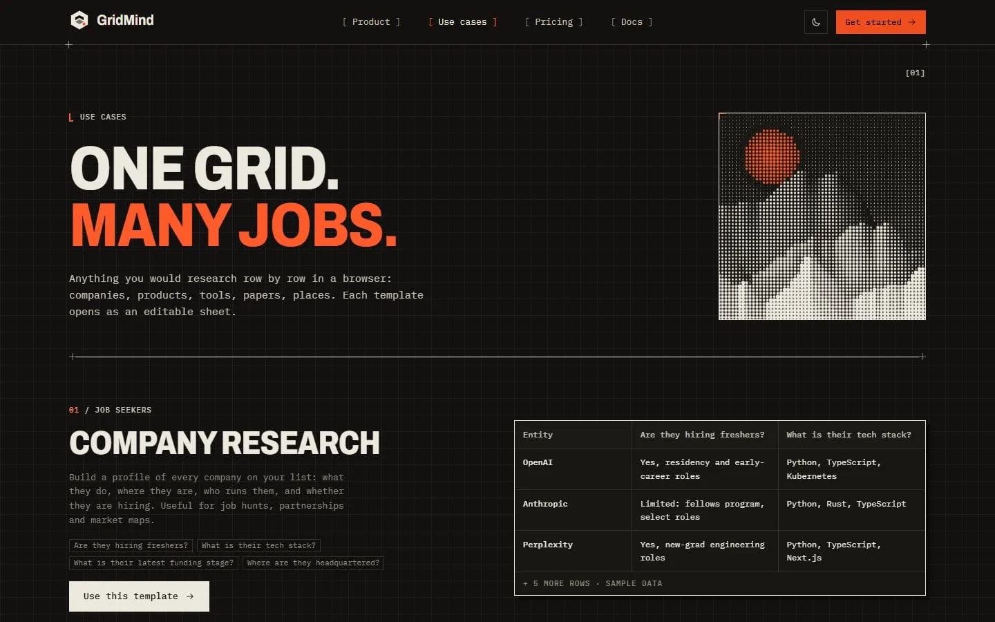 Templates for common jobs, each opening as an editable sheet.