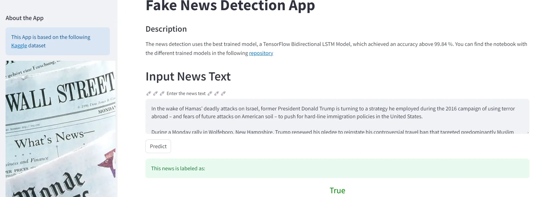 Fake News Detection screenshot